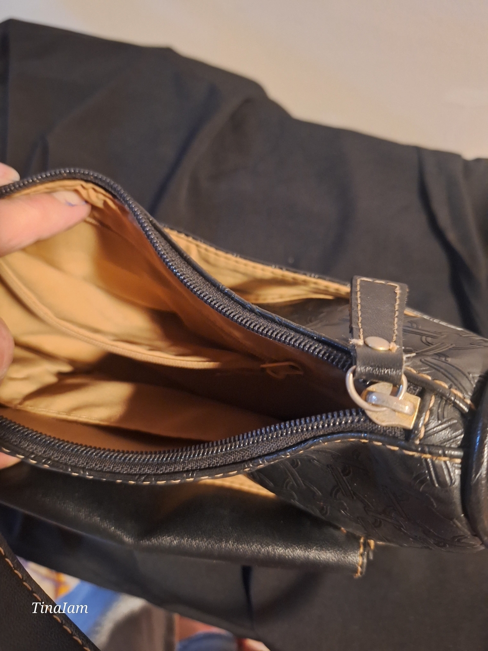 Liz Clairborn Black Leather Villager Bag- Mininal Signs Of Wear.